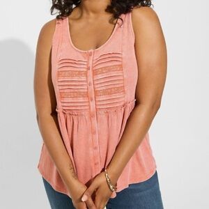 Torrid EUC Apricot, Texture Jersey, Scoop Neck, Babydoll Top. Size 5